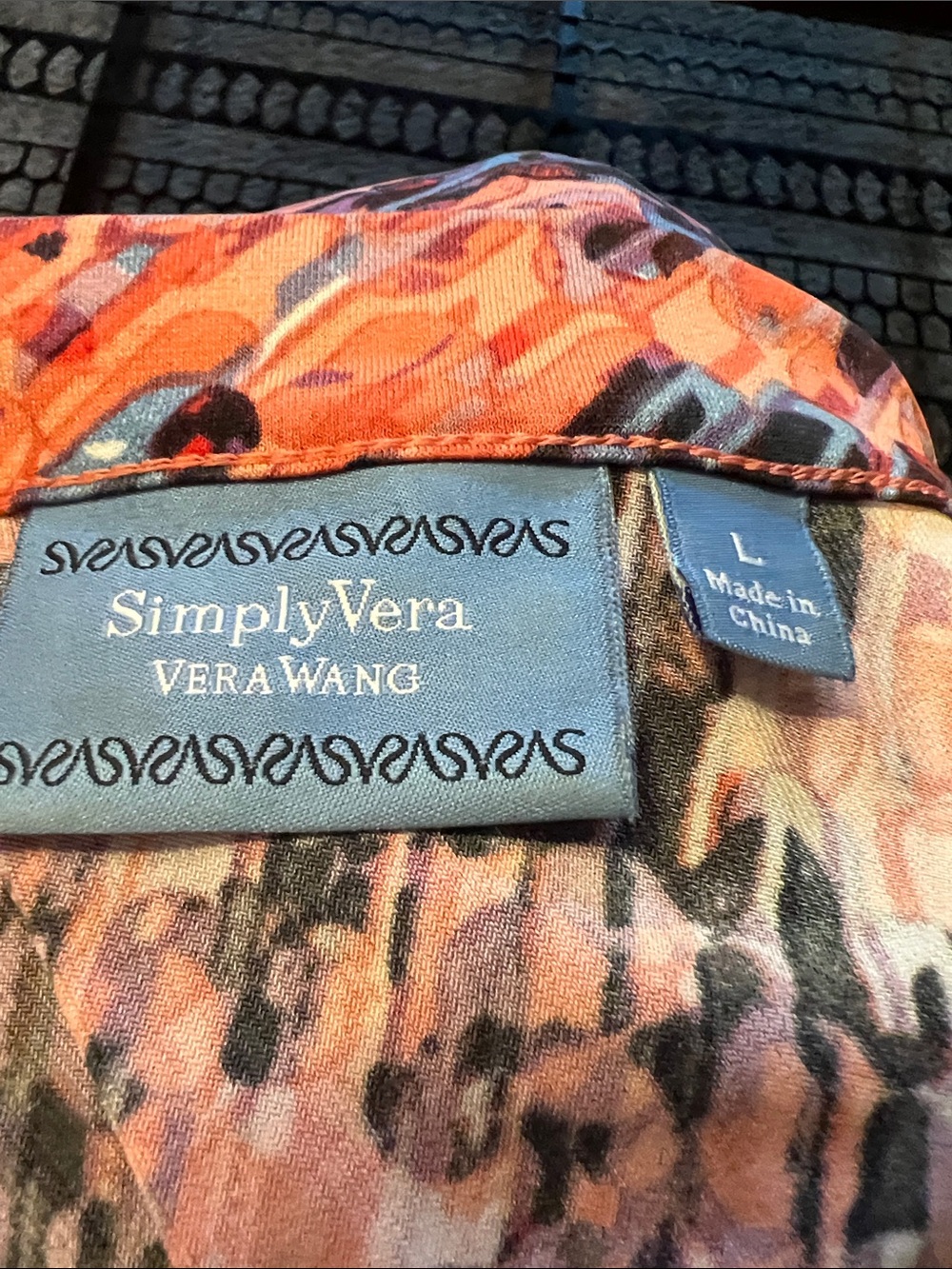 Simply Vera Vera Wang Orange & Navy Sleeveless Faux-Wrap Midi Dress Size Large - Picture 8 of 9